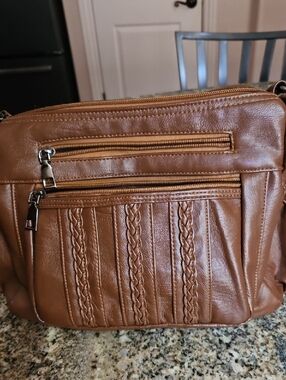 Women’s Tan Braided Panel Crossbody Bag